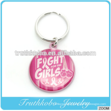 Eco-friendly zinc alloy casting fight girls logo metal keychain logo alloy pink enamel keychain